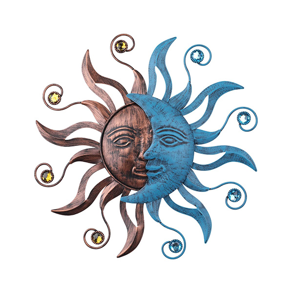 METAL SUN MOON SCULPTURE WALL ART