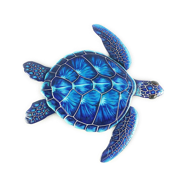 BLUE METAL SEA TURTLE WALL ART