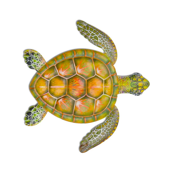 YELLOW METAL SEA TURTLE WALL ART