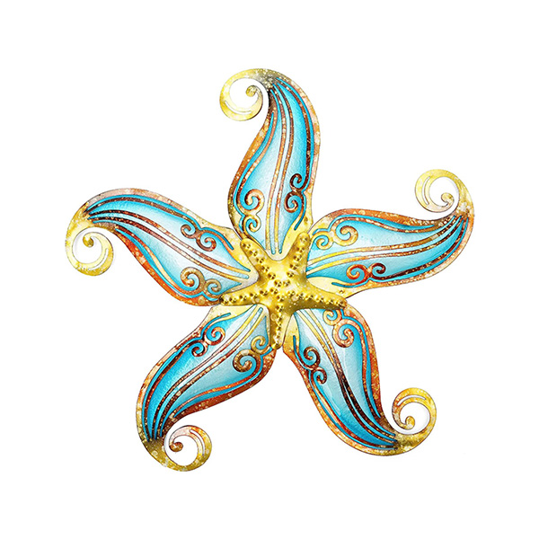 BLUE METAL STARFISH HANDMADE WALL ART
