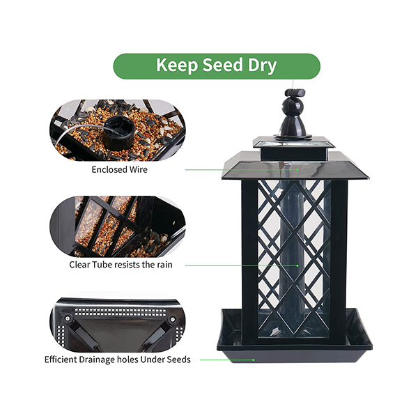 LARGE BLACK LANTERN BIRD FEEDER - Image 2