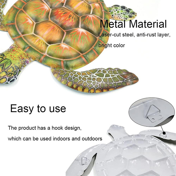 YELLOW METAL SEA TURTLE WALL ART - Image 2