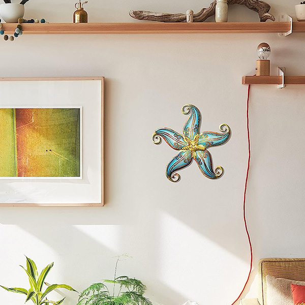 BLUE METAL STARFISH HANDMADE WALL ART - Image 2
