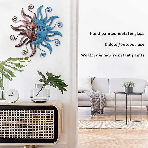 METAL SUN MOON SCULPTURE WALL ART - Image 3
