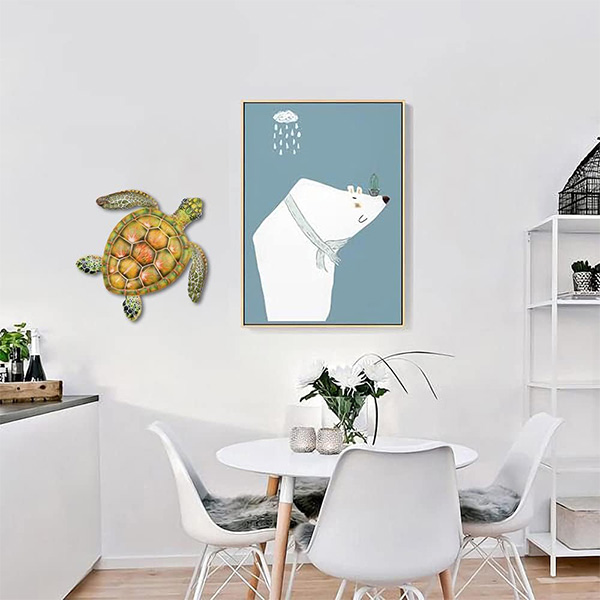 YELLOW METAL SEA TURTLE WALL ART - Image 3
