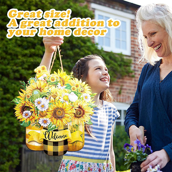 SUNFLOWER WREATH WOOD WELCOME SIGN - Image 3