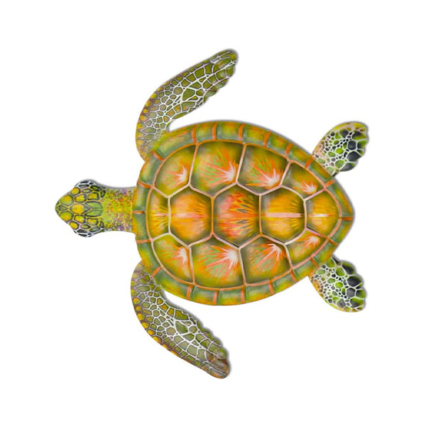 YELLOW METAL SEA TURTLE WALL ART - Image 4