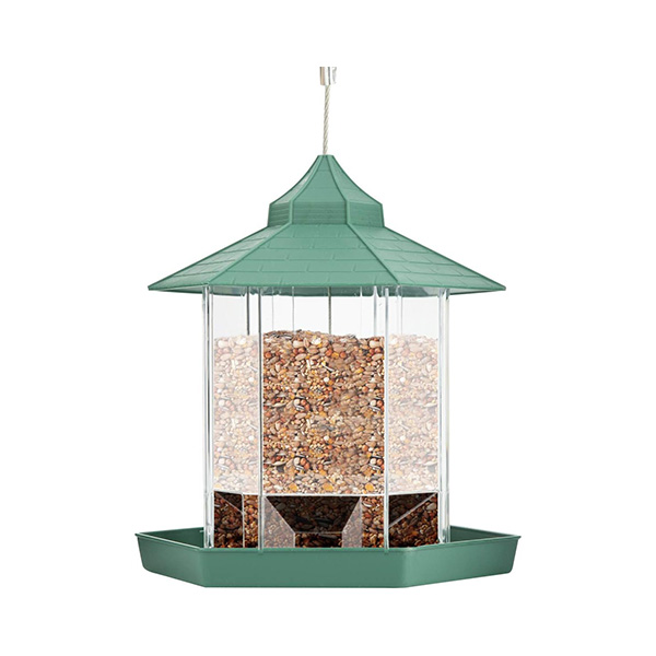GREEN HEXAGON SHAPED BIRD FEEDER