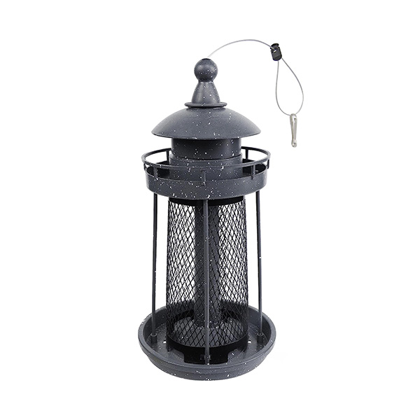 GRAY LIGHTHOUSE SHAPED BIRD FEEDER