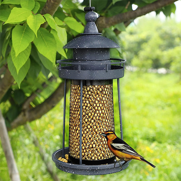 GRAY LIGHTHOUSE SHAPED BIRD FEEDER - Image 3