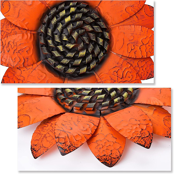 ORANGE SUNFLOWER METAL WALL ART - Image 3