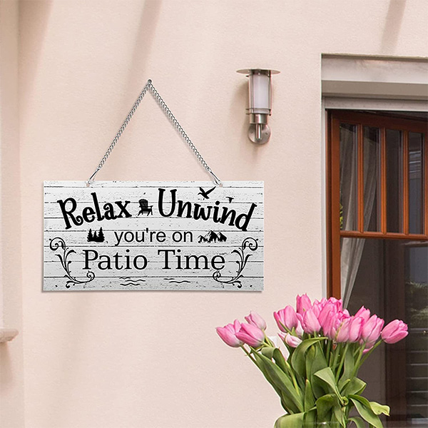 WHITE BASE VINTAGE PATIO PLAQUE SIGN - Image 3