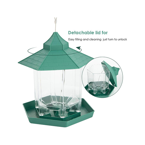 GREEN HEXAGON SHAPED BIRD FEEDER - Image 4