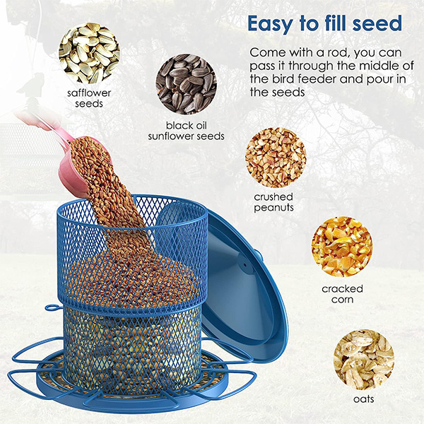 BLUE HANGING METAL RETRACTABLE BIRD FEEDER - Image 4