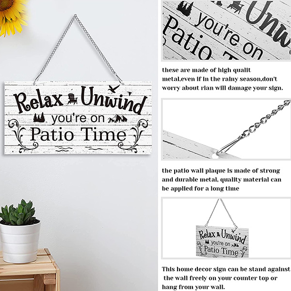 WHITE BASE VINTAGE PATIO PLAQUE SIGN - Image 4