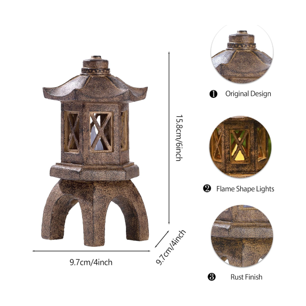 PAGODA LANTERN STATUE WITH FLICKERING LIGHT - Image 4