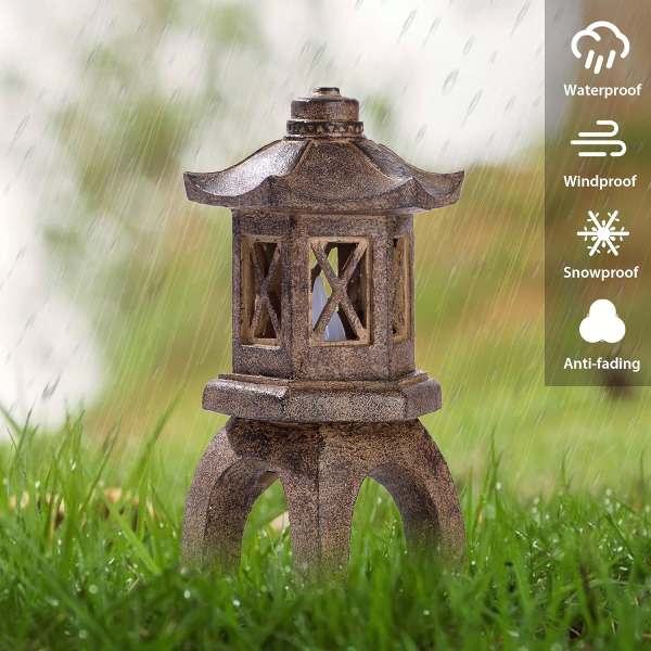PAGODA LANTERN STATUE WITH FLICKERING LIGHT - Image 2