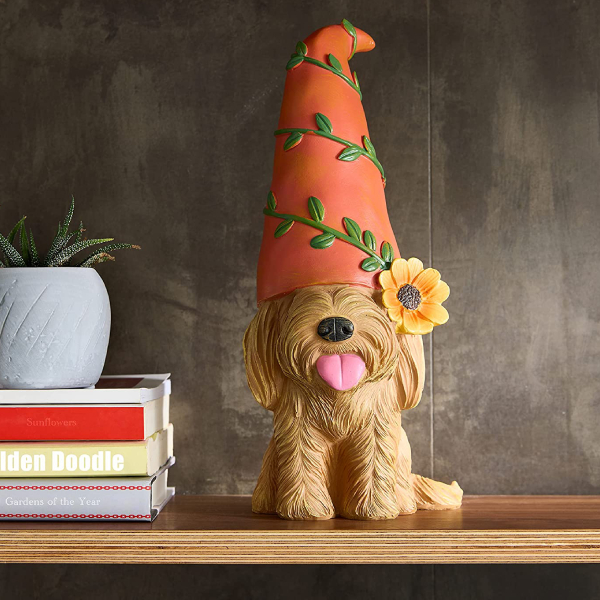 CUTE BROWN DOODLE GARDEN STATUE - Image 2