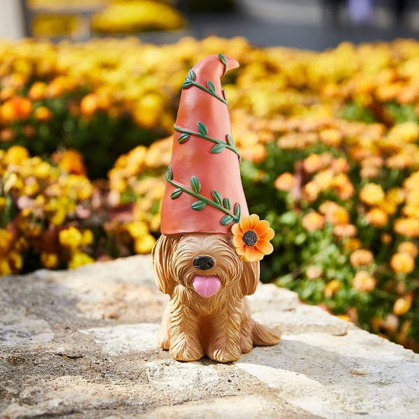 CUTE BROWN DOODLE GARDEN STATUE - Image 3
