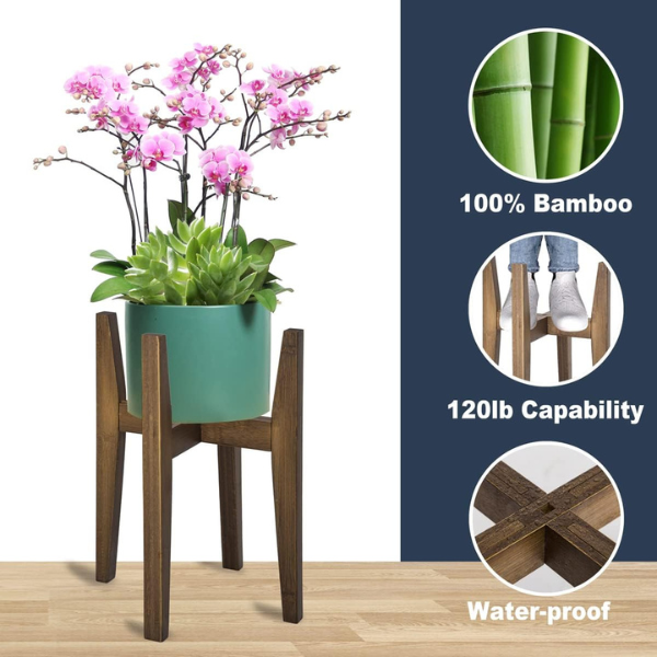 MID-CENTURY ADJUSTABLE BAMBOO PLANT STAND - Image 4