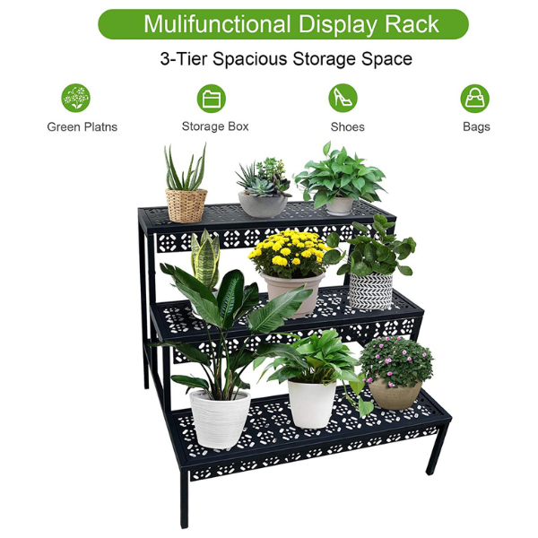 3-TIER STYLE LARGE METAL PLANT STAND - Image 2