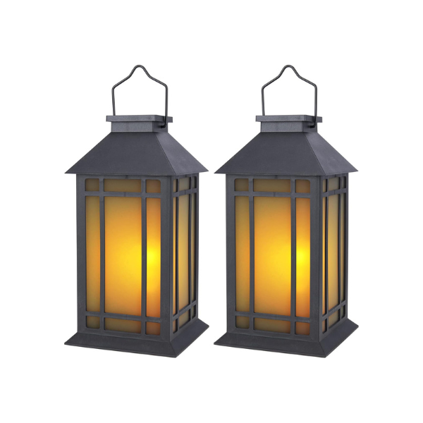 BLACK HANGING SOLAR OUTDOOR LANTERN