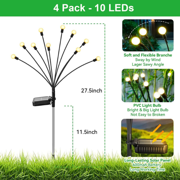 WATERPROOF SOLAR FIREFLY GARDEN LIGHTS - Image 2